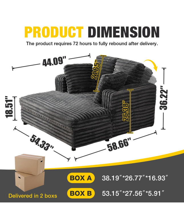 Jonpony 66'' Chaise Lounge Chair Soft Velvet Upholstery for Living Room,Oversized Lounge Chair Includes Cup Holders Side Pockets and USB & Type-C Charging Ports, Comfy Lounge with Sturdy Backrest