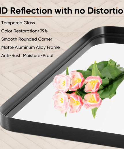 JONPONY Black Metal Arch Vanity Rounded Rectangle Bathroom Mirrors for Over Sink Wall, 22x30 Inch Large Matte Mirror, Modern Decorative for Restroom, Farmhouse