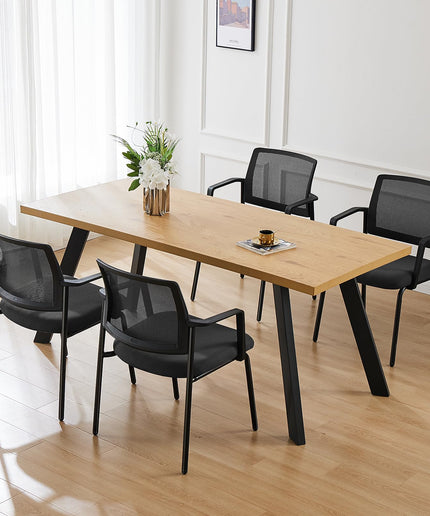 JONPONY Black Stackable Arm Chairs with Mesh Back and Upholstered Fabric, Sturdy Metal Frame, Easy to Store and Use, Perfect for Indoor and Outdoor Spaces, 1 Chair