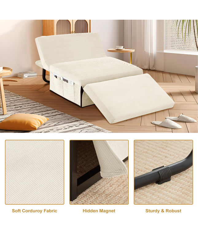 JONPONY Convertible Sofa Bed, 4 in 1 Multi-Function Folding Ottoman Bed with Adjustable Backrest, Modern Sleeper Chair for Living Room Apartment Office