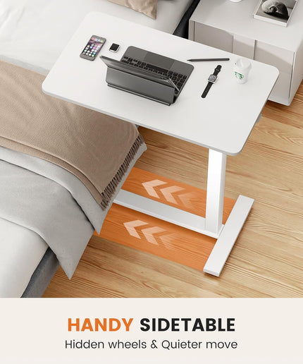 JONPONY Overbed Bedside Table with Wheels, Adjustable Hospital & Home Use Bed Table, Rolling Laptop Table, Mobile Standing Desk