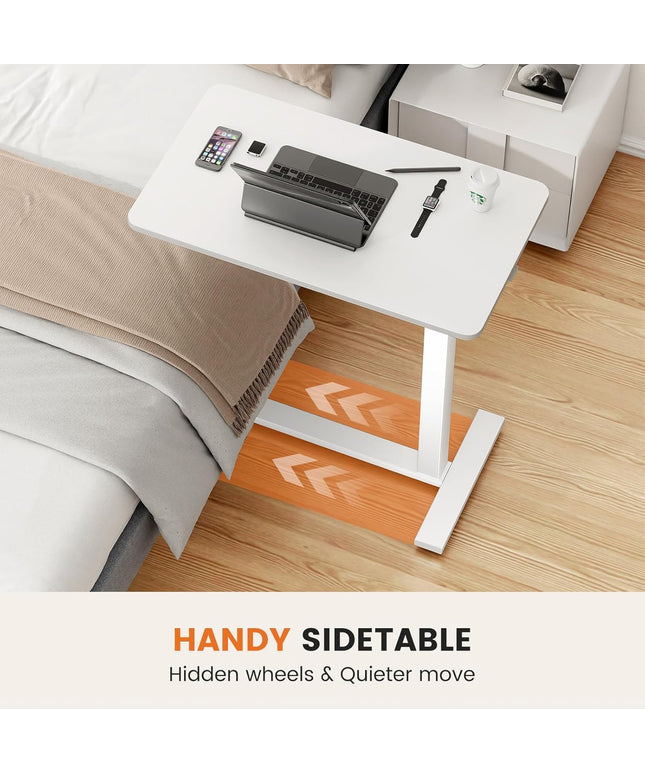 JONPONY Overbed Bedside Table with Wheels, Adjustable Hospital & Home Use Bed Table, Rolling Laptop Table, Mobile Standing Desk