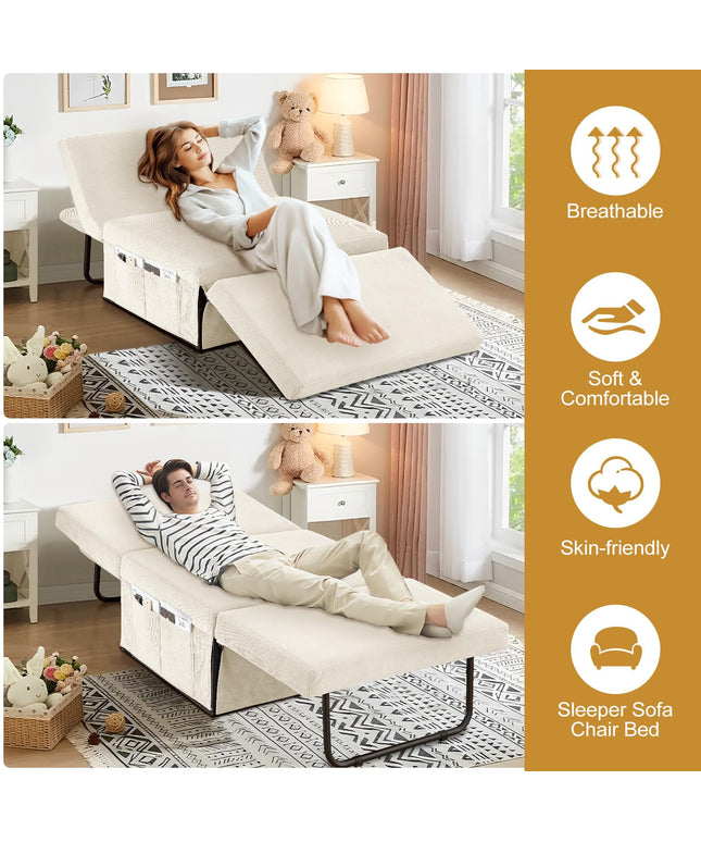JONPONY Convertible Sofa Bed, 4 in 1 Multi-Function Folding Ottoman Bed with Adjustable Backrest, Modern Sleeper Chair for Living Room Apartment Office