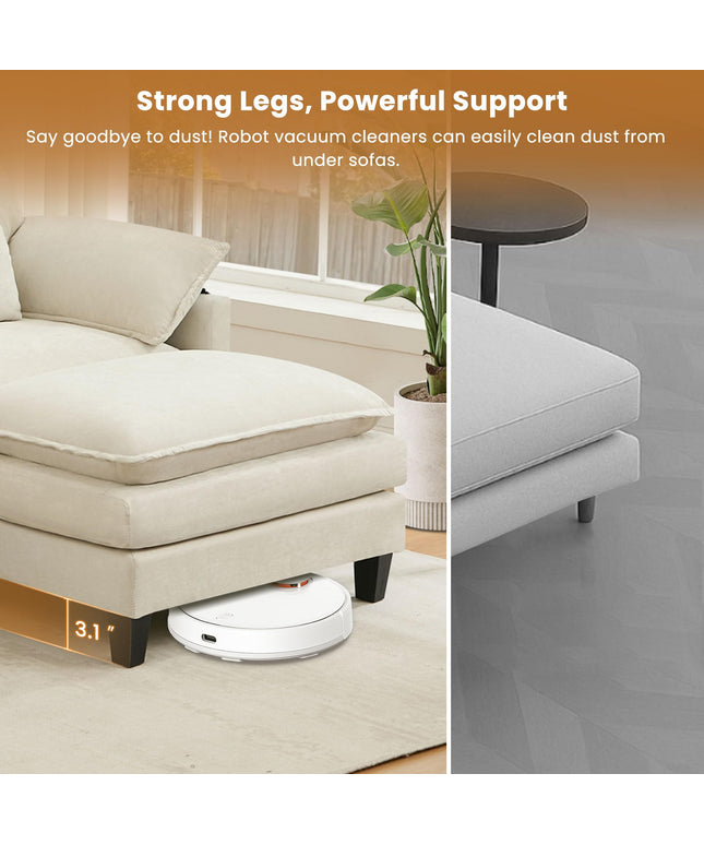 JONPONY 110" Cloud Couch Sectional with Double-Layer Seat Cushion,U Shaped Sectional Couch with Movable Ottoman, Comfy, Wide & Deep Seat Couches for Living Room, Beige