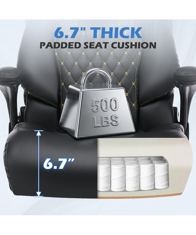 JONPONY 500LBS Big and Tall Office Chair,Comfy Heavy Duty Executive Chair with Adjustable Lumbar Support for Back Pain,High Back Desk Chair with Extra Wide Seat for Home Office
