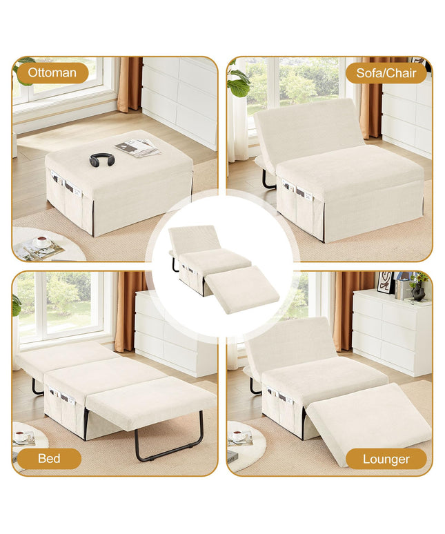 JONPONY Convertible Sofa Bed, 4 in 1 Multi-Function Folding Ottoman Bed with Adjustable Backrest, Modern Sleeper Chair for Living Room Apartment Office