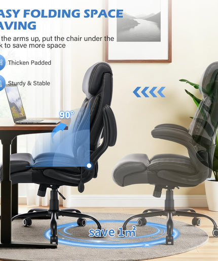 JONPONY 500LBS Big and Tall Office Chair,Comfy Heavy Duty Executive Chair with Adjustable Lumbar Support for Back Pain,High Back Desk Chair with Extra Wide Seat for Home Office