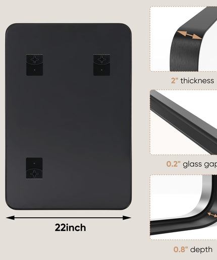 JONPONY Black Metal Arch Vanity Rounded Rectangle Bathroom Mirrors for Over Sink Wall, 22x30 Inch Large Matte Mirror, Modern Decorative for Restroom, Farmhouse