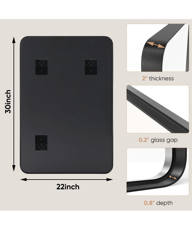 JONPONY Black Metal Arch Vanity Rounded Rectangle Bathroom Mirrors for Over Sink Wall, 22x30 Inch Large Matte Mirror, Modern Decorative for Restroom, Farmhouse