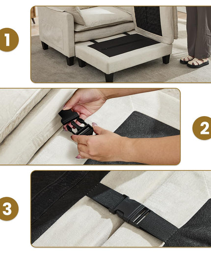 Jonpony Oversized Accent Chair with Ottoman Double-Layer Seat Cushion for Spacious Living Room, Modern Accent Chair with Removable Ottoman for Bedroom, Soft Durable Fabric Sturdy Backrest Home Office,Beige