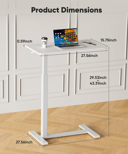 JONPONY Overbed Bedside Table with Wheels, Adjustable Hospital & Home Use Bed Table, Rolling Laptop Table, Mobile Standing Desk