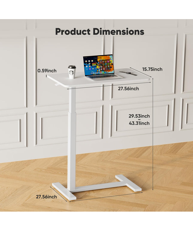 JONPONY Overbed Bedside Table with Wheels, Adjustable Hospital & Home Use Bed Table, Rolling Laptop Table, Mobile Standing Desk