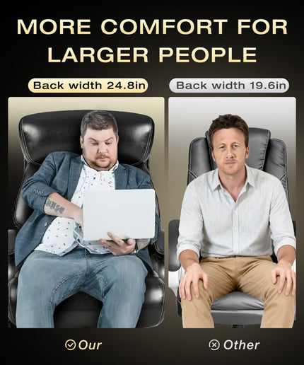 Jonpony 650lbs Big and Tall Office Chair,Heavy Duty Office Chair for Heavy People,High Back Executive Desk Chair with Lumbar Support for Home Office, Black