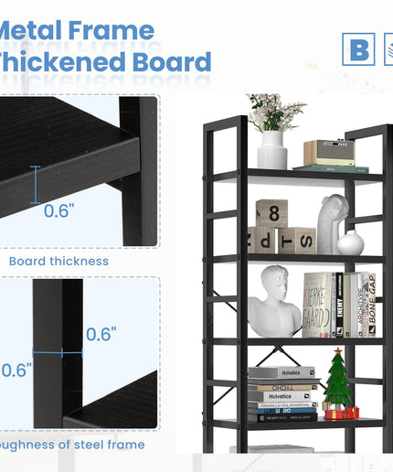JONPONY 5 Tiers Bookshelf, Classical Book Shelf, Tall Display Shelves in Living Room/Home/Office, Storage Organizer for CDs/Books/Movies