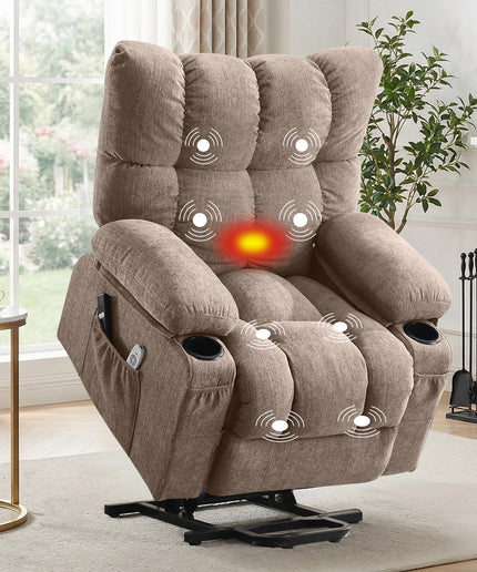 JONPONY Power Lift Recliner Chair Recliners for Elderly with Heat and Massage Recliner Chair for Living Room with Infinite Position and Side Pocket,USB Charge Port,Grey