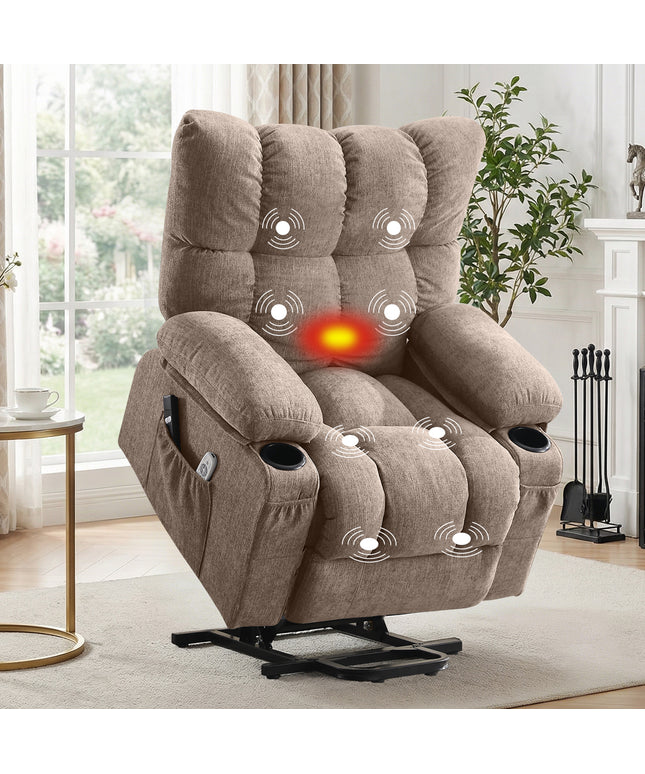 JONPONY Power Lift Recliner Chair Recliners for Elderly with Heat and Massage Recliner Chair for Living Room with Infinite Position and Side Pocket,USB Charge Port,Grey