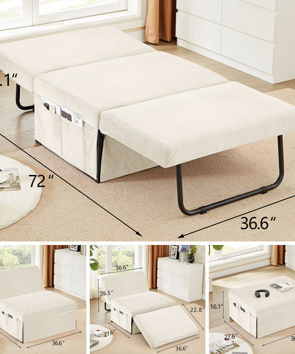 JONPONY Convertible Sofa Bed, 4 in 1 Multi-Function Folding Ottoman Bed with Adjustable Backrest, Modern Sleeper Chair for Living Room Apartment Office