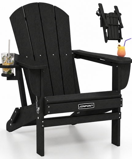 JONPONY Folding Adirondack Chair – Outdoor Patio & Backyard Seating