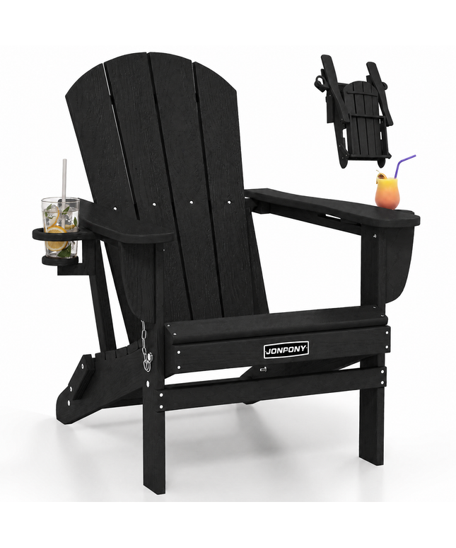 JONPONY Folding Adirondack Chair – Outdoor Patio & Backyard Seating