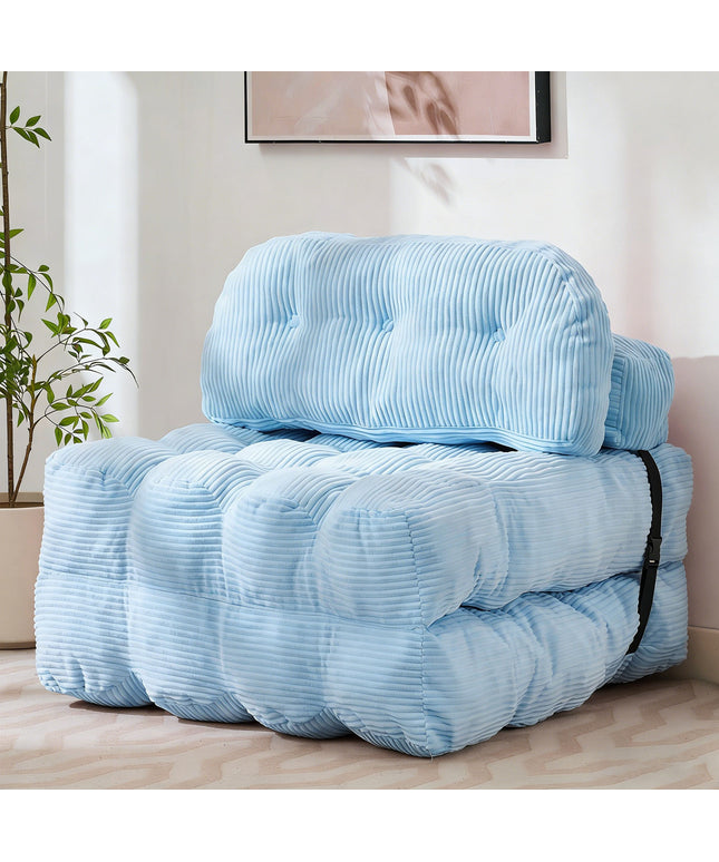 JONPONY Folding Sofa Bed, Convertible Sleeper Chair Couch with Pillow, Foldable Mattress Futon with Back Support, Portable Sleeper Chair Bed Comfort Floor Sofa for Living Room Bedroom, Single, Grey
