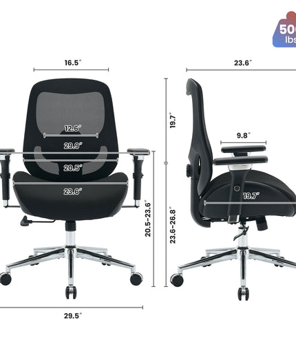 JONPONY Big and Tall Office Chair 500LBS Ergonomic Office Chair with Lumbar Support, 4D Adjustable Armrest Mesh Chair,8 Hours Heavy Duty Design,Black